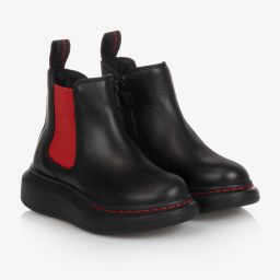 Alexander McQueen-Черные кожаные ботинки для девочек | Childrensalon Outlet