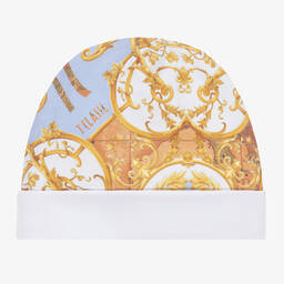 الفيرو مارتيني-قبعة قطن جيرسي لون أزرق وذهبي للمواليد | Childrensalon Outlet