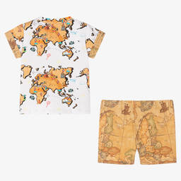 Alviero Martini-Baby Boys White & Beige Geo Shorts Set | Childrensalon Outlet