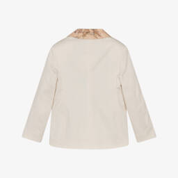 Alviero Martini-Beige Boys Cotton Blazer with Geo Accent | Childrensalon Outlet
