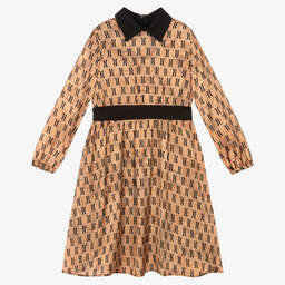 Alviero Martini-Beige Viscose Geo Map Dress | Childrensalon Outlet