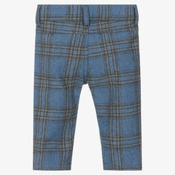 الفيرو مارتيني-Blue Check Wool Blend Trousers | Childrensalon Outlet