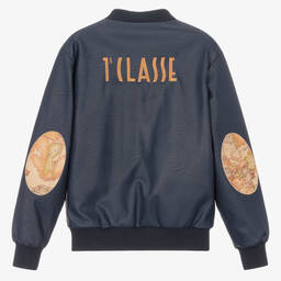 Alviero Martini-Blue Geo Map Bomber Jacket | Childrensalon Outlet
