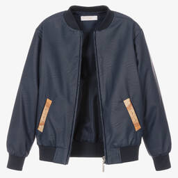 Alviero Martini-Blue Geo Map Bomber Jacket | Childrensalon Outlet