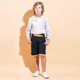 Alviero Martini-Синие шорты из джерси с географической картой | Childrensalon Outlet