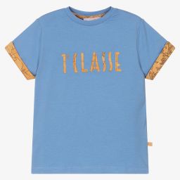 Alviero Martini-Blue Geo Map Logo T-Shirt | Childrensalon Outlet