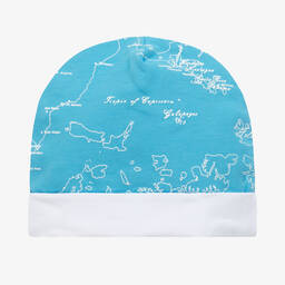 Alviero Martini-Blue Geo Map Print Baby Hat | Childrensalon Outlet