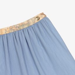 Alviero Martini-Blue Pleated Geo Map Skirt  | Childrensalon Outlet