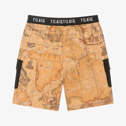 Alviero Martini-Boys Beige Cotton Geo Shorts | Childrensalon Outlet