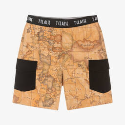 Alviero Martini-Boys Beige Cotton Geo Shorts | Childrensalon Outlet