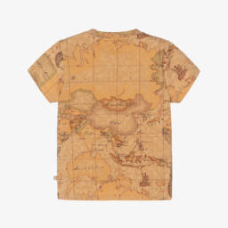 Alviero Martini-Футболка из хлопка с геометрическим принтом бежевого цвета для мальчиков | Childrensalon Outlet