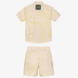 Alviero Martini-Комплект для мальчиков бежевый и оливковый с геометрическим узором | Childrensalon Outlet