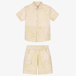 Alviero Martini-Комплект для мальчиков бежевый и оливковый с геометрическим узором | Childrensalon Outlet