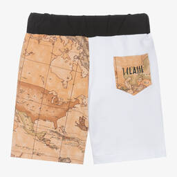 Alviero Martini-Boys Black Cotton Geo Map Shorts | Childrensalon Outlet