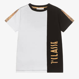 Alviero Martini-Boys Black & White Cotton Geo Map T-Shirt | Childrensalon Outlet