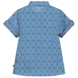 Alviero Martini-Boys Blue Chambray Logo Shirt | Childrensalon Outlet