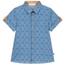 Alviero Martini-Boys Blue Chambray Logo Shirt | Childrensalon Outlet