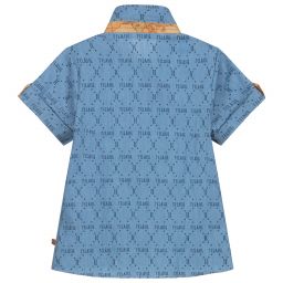 Alviero Martini-Boys Blue Chambray Logo Shirt | Childrensalon Outlet