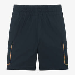 Alviero Martini-Boys Blue Cotton Cargo Geo Shorts | Childrensalon Outlet