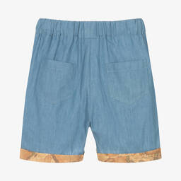 Alviero Martini-Boys Blue Cotton Geo Map Shorts | Childrensalon Outlet