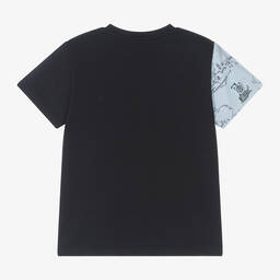 Alviero Martini-Синяя хлопковая футболка Geo Map для мальчиков | Childrensalon Outlet