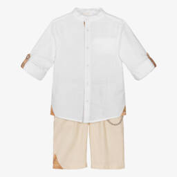 Alviero Martini-Boys Classic Beige Linen Ensemble | Childrensalon Outlet