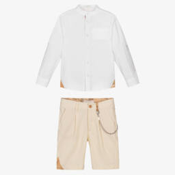 Alviero Martini-Boys Classic Beige Linen Ensemble | Childrensalon Outlet