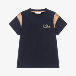 Alviero Martini-Классическая синяя футболка с геометрическим узором для мальчиков | Childrensalon Outlet