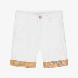 Alviero Martini-Шорты из хлопка с геометрическим принтом белые для мальчиков | Childrensalon Outlet