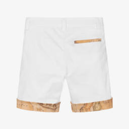 Alviero Martini-Шорты из хлопка с геометрическим принтом белые для мальчиков | Childrensalon Outlet