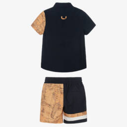 Alviero Martini-Костюм с геометрическим принтом синий бежевый для мальчиков | Childrensalon Outlet