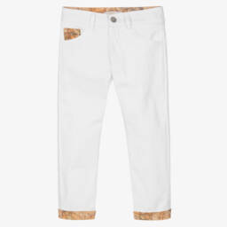 Alviero Martini-Boys Geo Print White Cotton Pants | Childrensalon Outlet