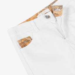 Alviero Martini-Boys Geo Print White Cotton Pants | Childrensalon Outlet