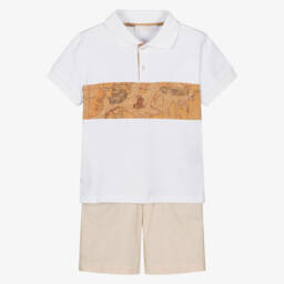 Alviero Martini-Boys Ivory Geo Map Polo Set | Childrensalon Outlet