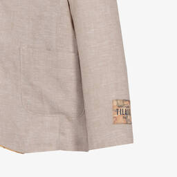 Alviero Martini-Boys Light Beige Geo Map Linen Suit | Childrensalon Outlet