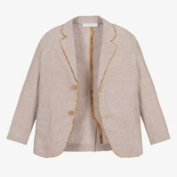 Alviero Martini-Boys Light Beige Geo Map Linen Suit | Childrensalon Outlet