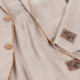 Alviero Martini-Boys Light Beige Geo Map Linen Suit | Childrensalon Outlet