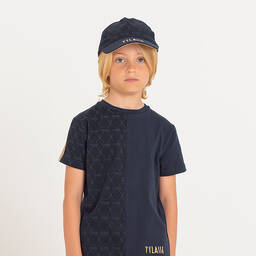 Alviero Martini-Boys Navy Blue Cotton Logo Cap | Childrensalon Outlet