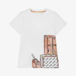 Alviero Martini-Футболка для мальчиков с белым чемоданом Adventure | Childrensalon Outlet