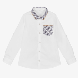 Alviero Martini-Белая хлопковая рубашка для мальчиков | Childrensalon Outlet
