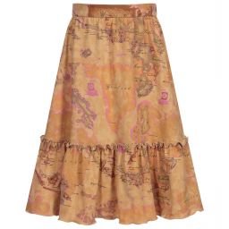 Alviero Martini-Dark Beige Geo Map Skirt | Childrensalon Outlet
