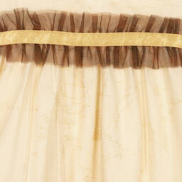 الفيرو مارتيني-فستان تول لون بيج وذهبي | Childrensalon Outlet