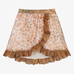 Alviero Martini-Girls Beige Leopard Skirt  | Childrensalon Outlet