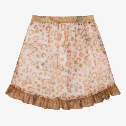 Alviero Martini-Girls Beige Leopard Skirt  | Childrensalon Outlet