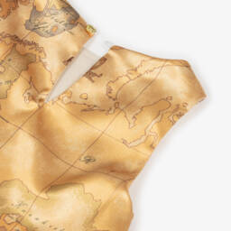 Alviero Martini-Платье из бежевого атласа с картой для девочек | Childrensalon Outlet