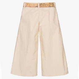 Alviero Martini-Бежевые широкие хлопковые брюки для девочек | Childrensalon Outlet