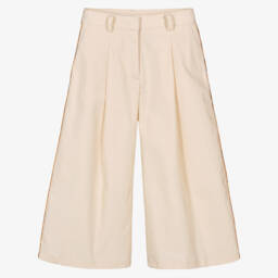 Alviero Martini-Бежевые широкие хлопковые брюки для девочек | Childrensalon Outlet