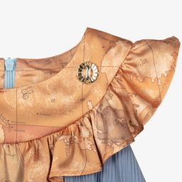 Alviero Martini-Girls Blue Geo Crêpe Top | Childrensalon Outlet