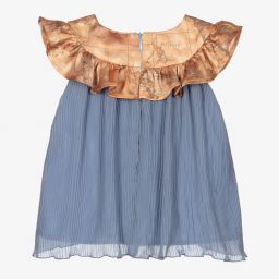 Alviero Martini-Girls Blue Geo Crêpe Top | Childrensalon Outlet