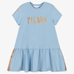 Alviero Martini-Girls Blue Geo Map Cotton Dress | Childrensalon Outlet